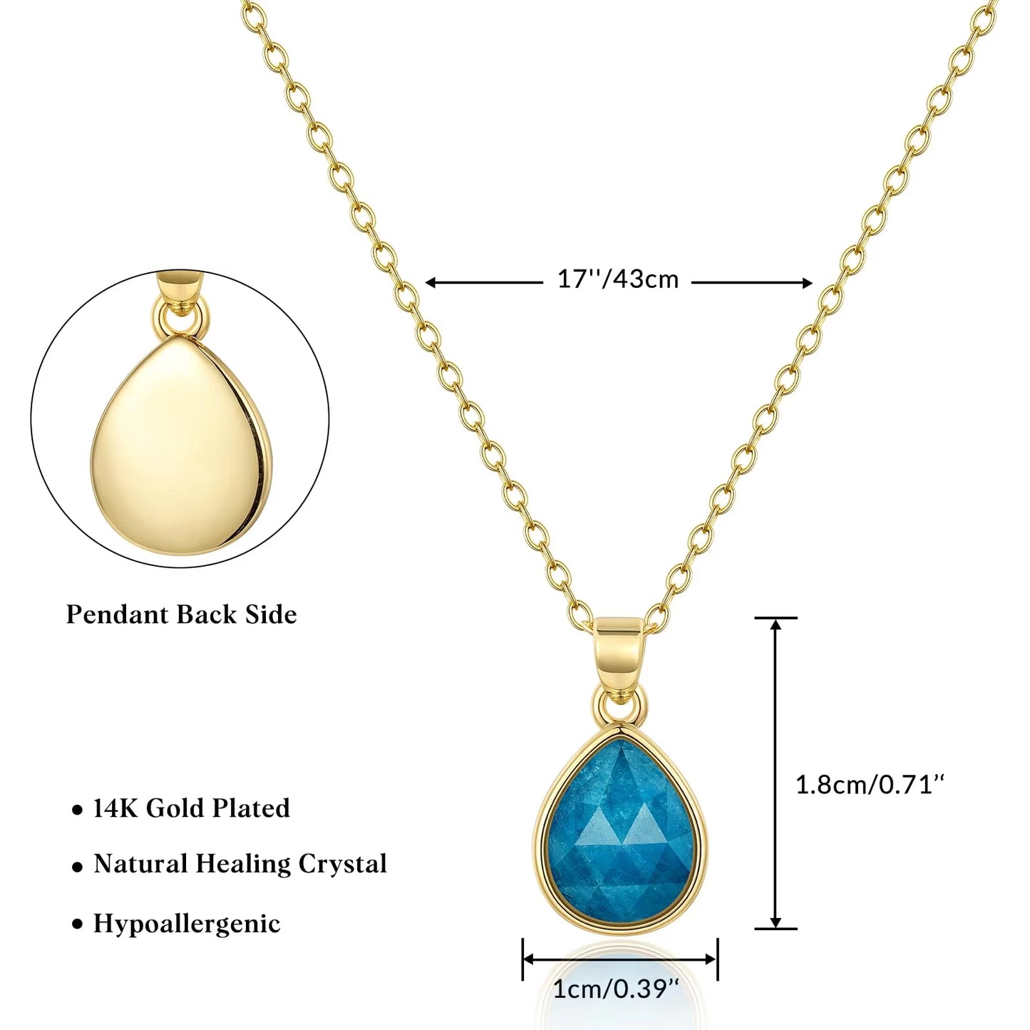 BLUE NATURAL STONE PENDANT NECKLACE