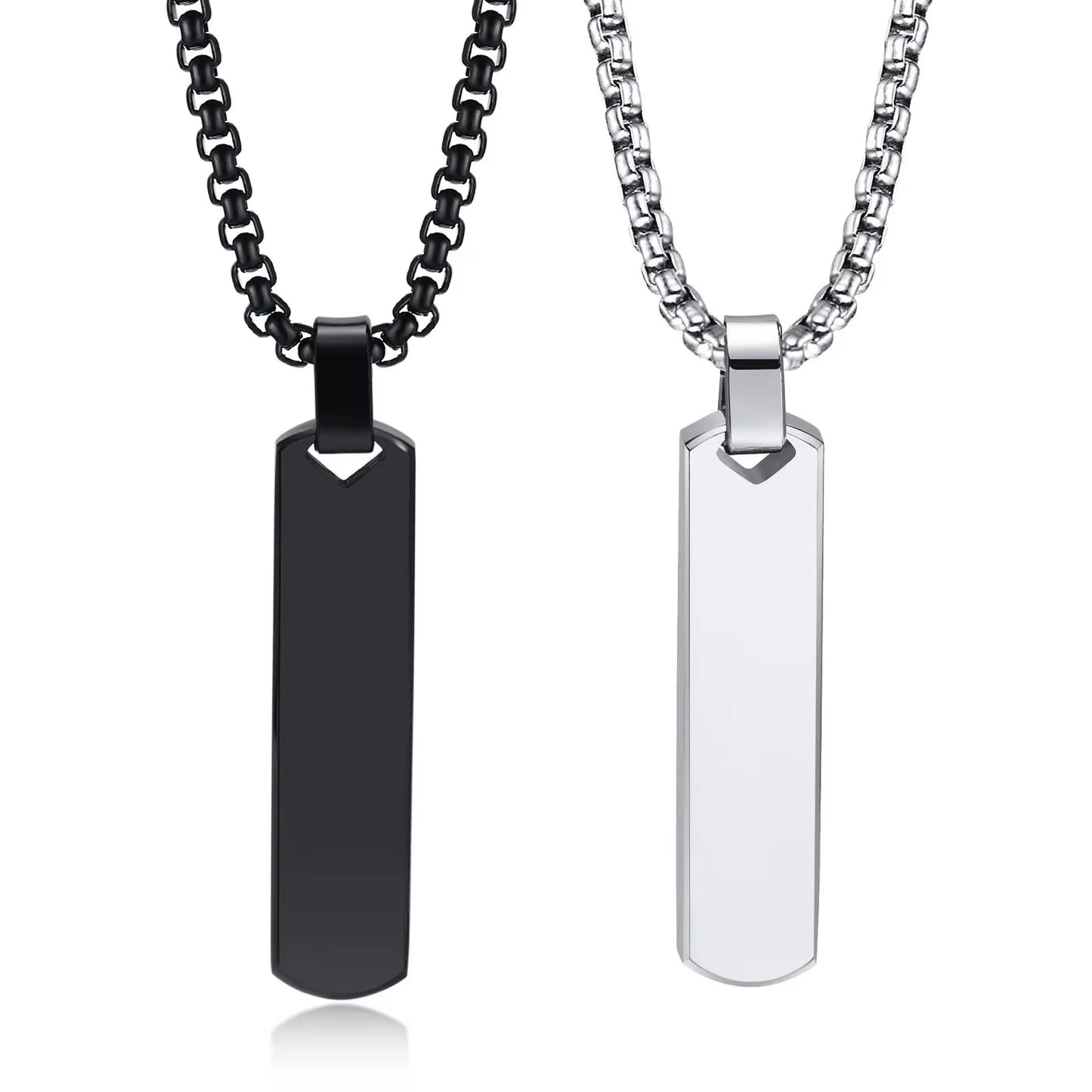 Fashion Custom Stainless Steel Silver &amp; Black Pendant Necklace – Sleek and Modern Design