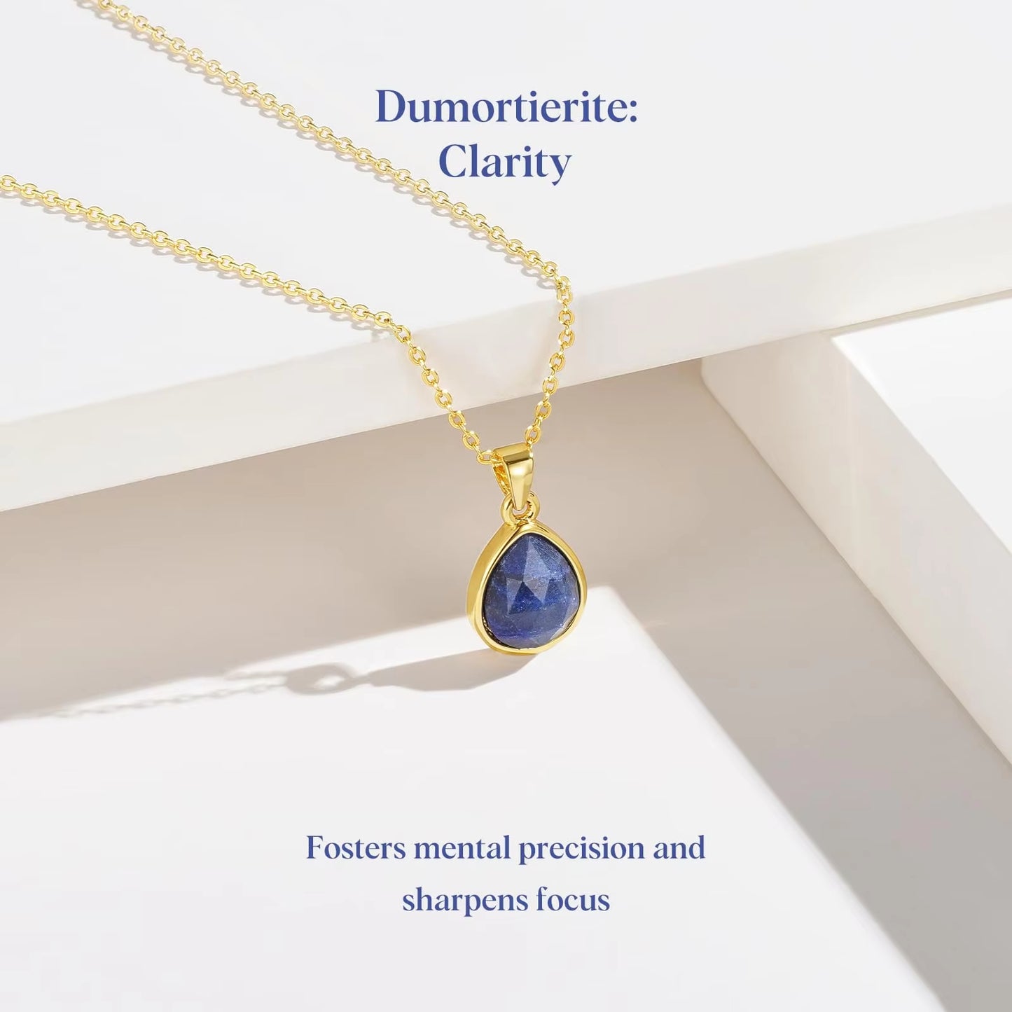 DARK-BLUE NATURAL STONE PENDANT NECKLACE