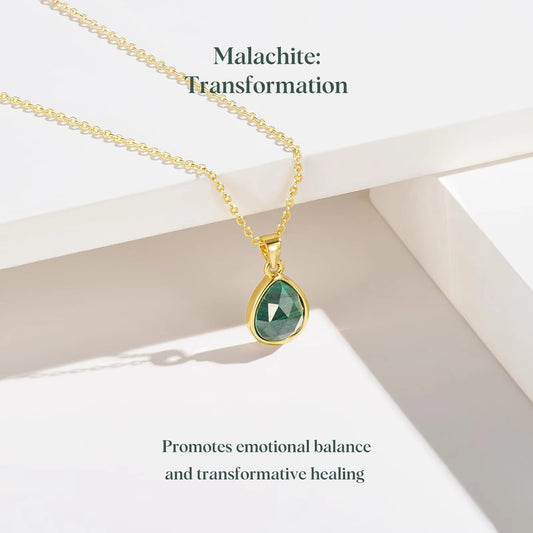 GREEN NATURAL STONE PENDANT NECKLACE