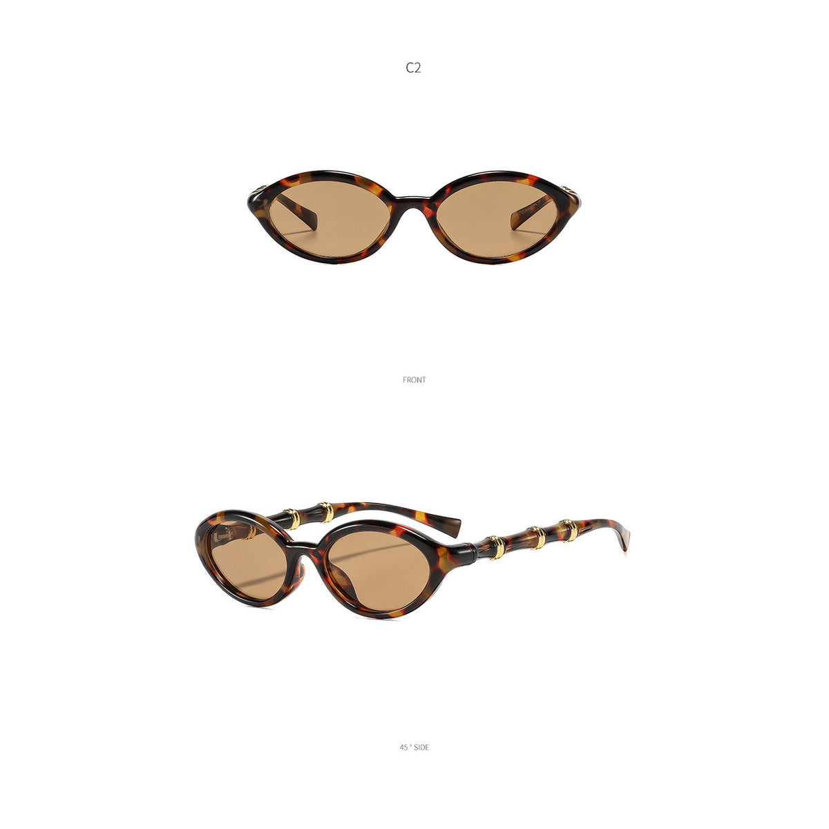 TONGINK Aurelia Gold-Ring Oval Sunglasses