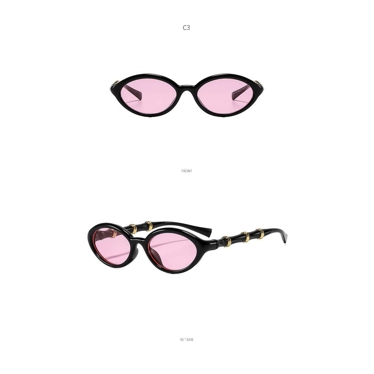 TONGINK Aurelia Gold-Ring Oval Sunglasses