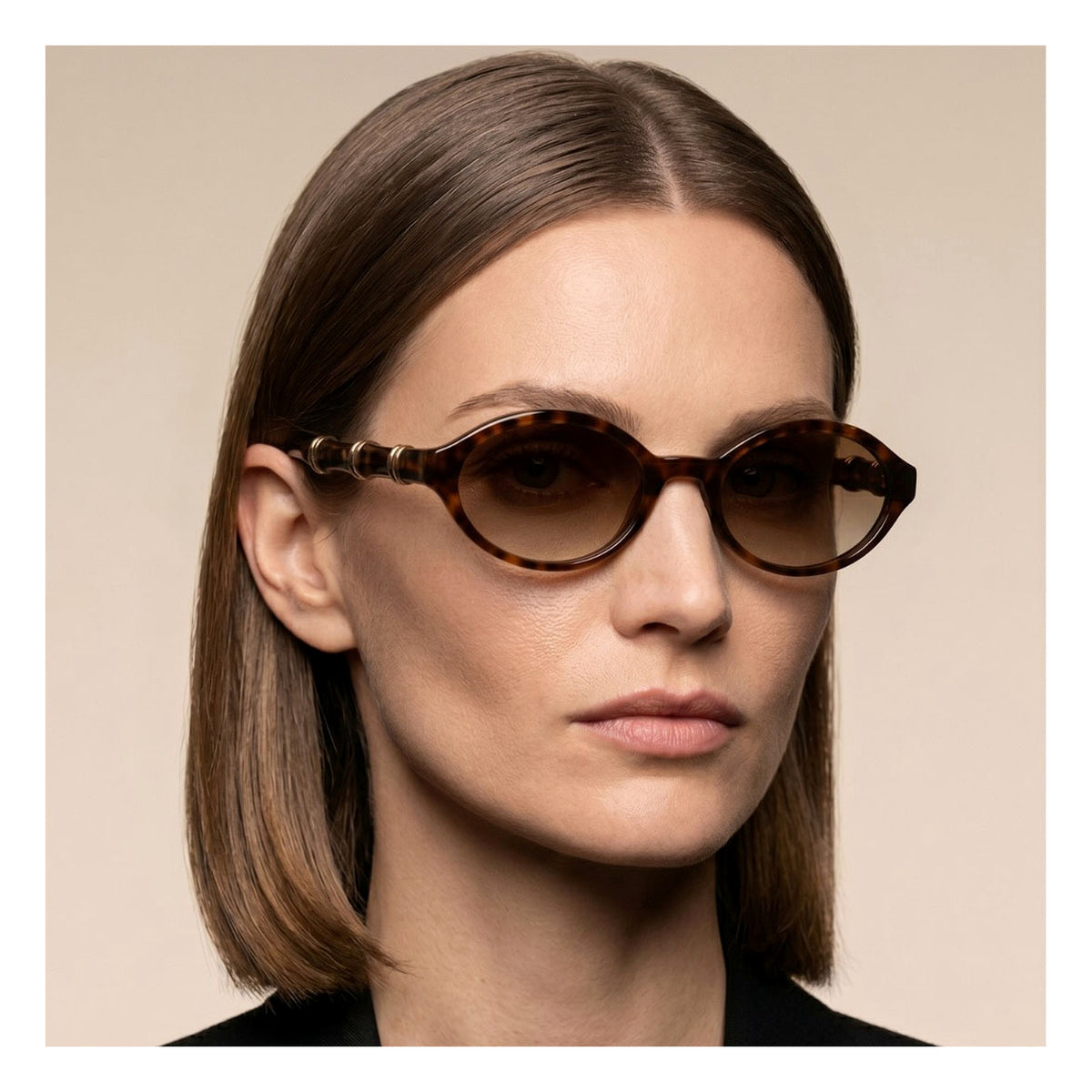 TONGINK Aurelia Gold-Ring Oval Sunglasses