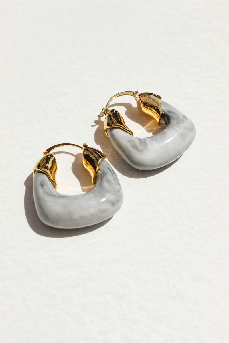 Kira  Hoop Earrings /Marble