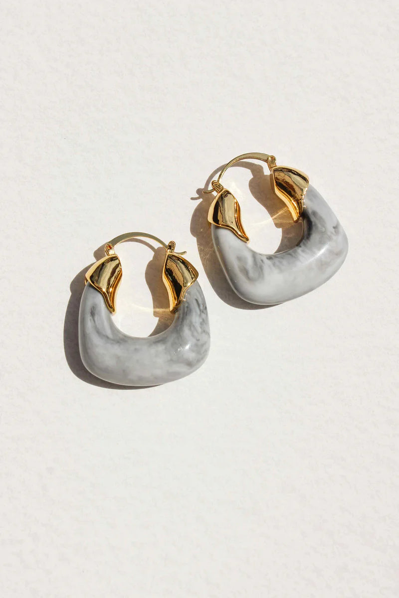 Kira  Hoop Earrings /Marble