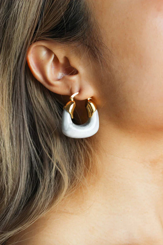 Kira  Hoop Earrings /Marble
