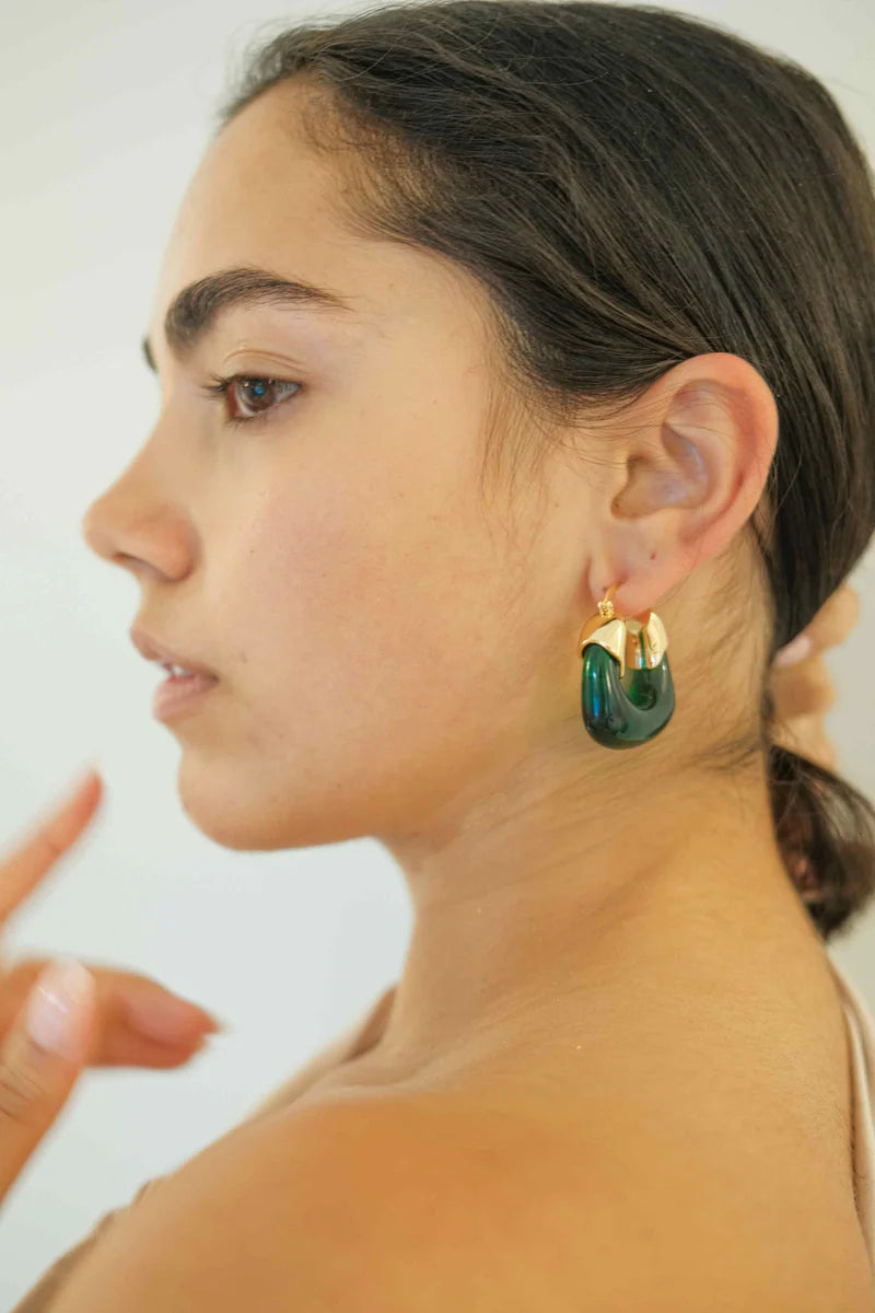 Kira  Hoop Earrings/GREEN