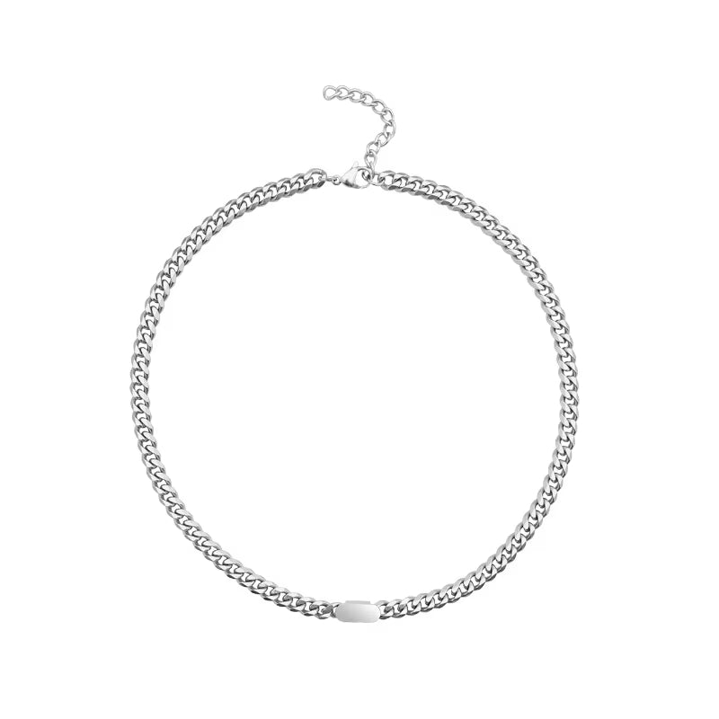 Men's High-Polish Stainless Steel Cuban Chain Necklace