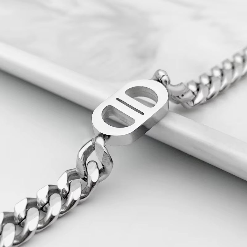 Men's High-Polish Stainless Steel Cuban Chain Necklace
