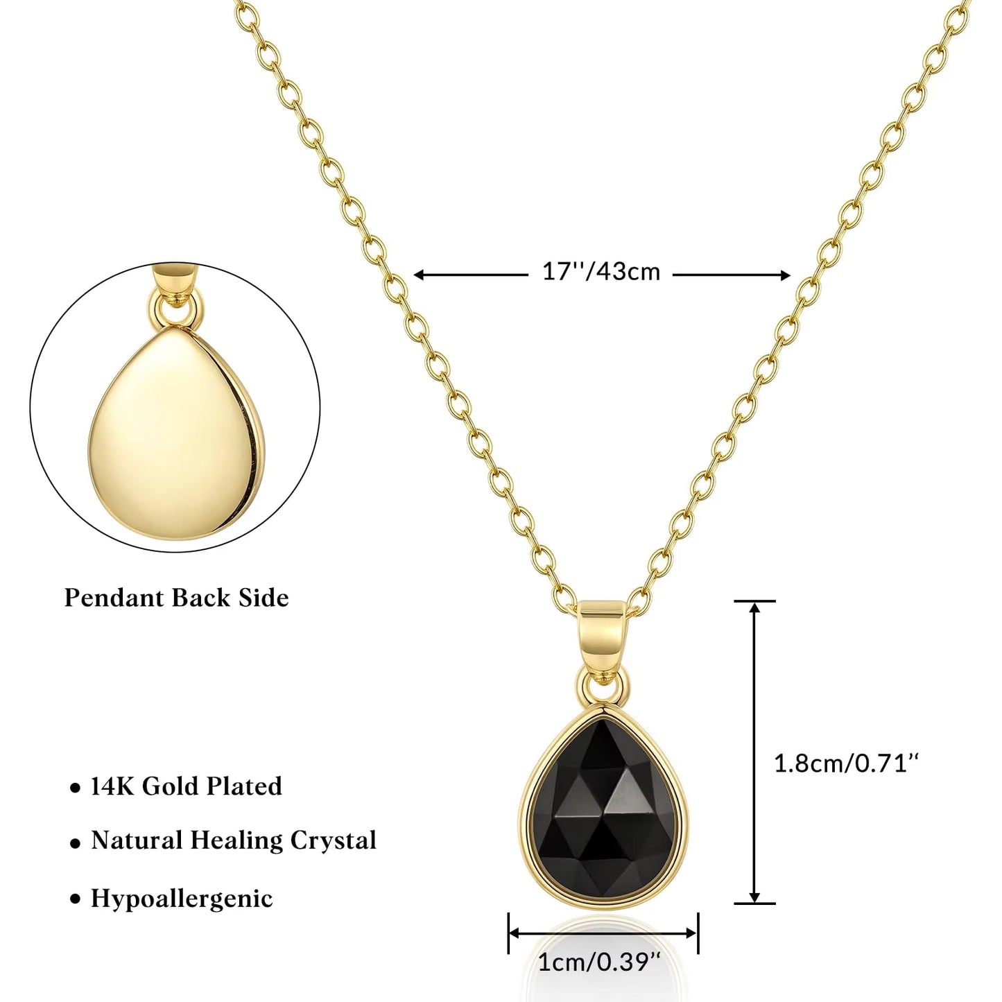 NATURAL STONE PENDANT NECKLACE (BLACK)