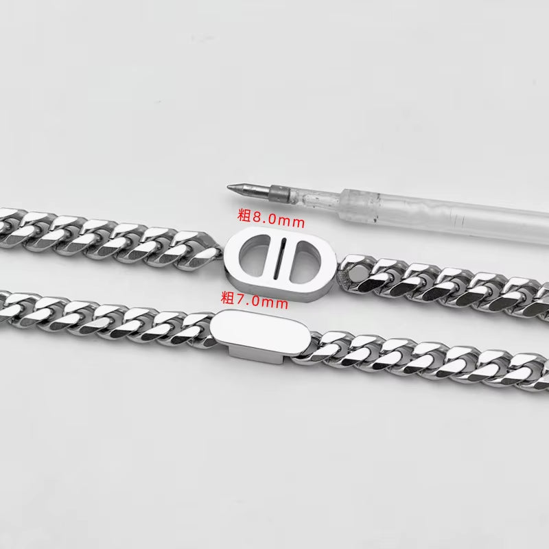 Men's High-Polish Stainless Steel Cuban Chain Necklace