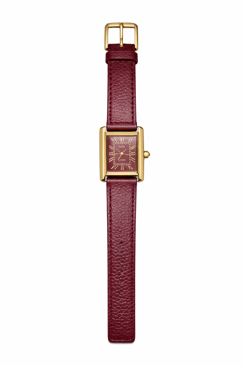 IEKE VINTAGE Wine Dial Leather Watch
