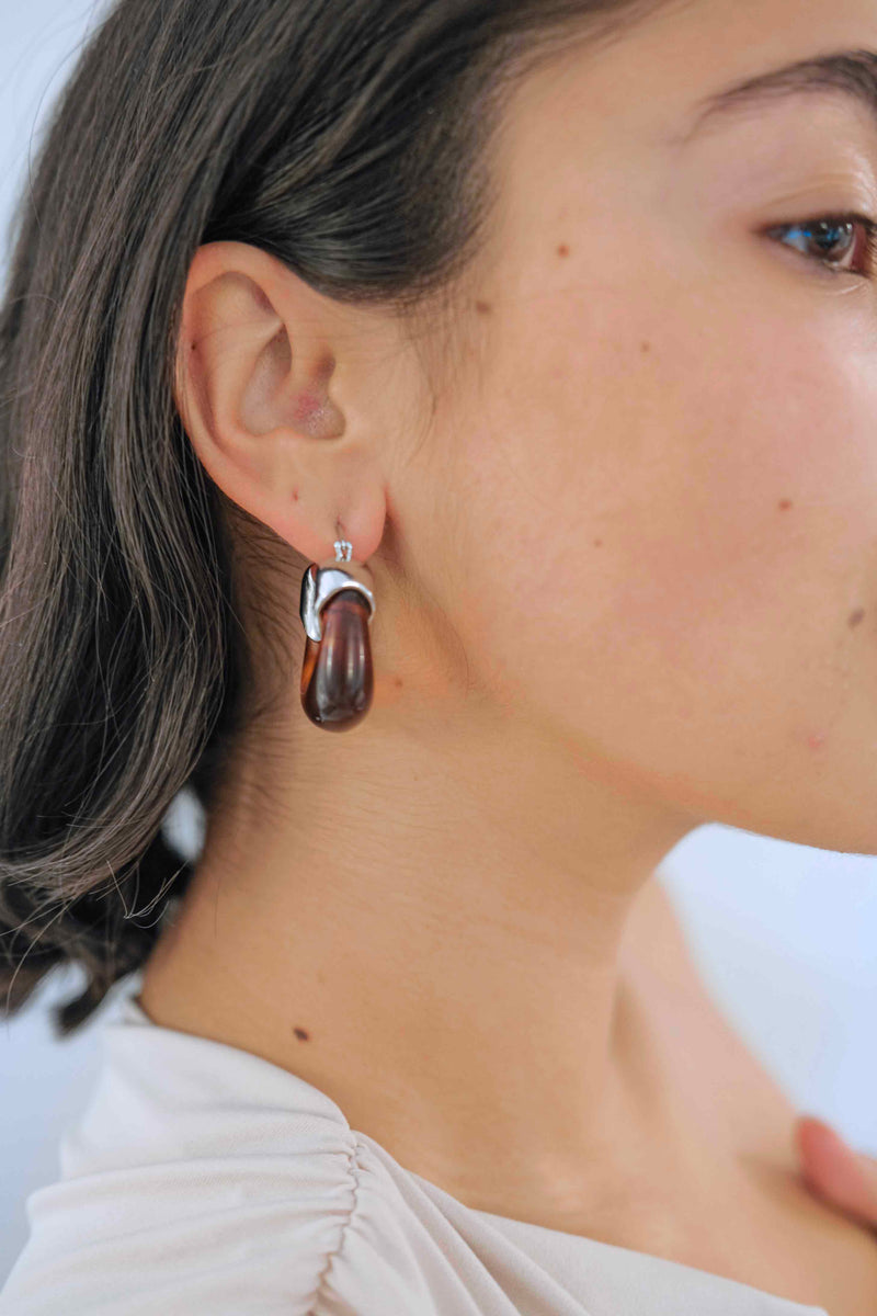 Golden Amber Hoop Earrings