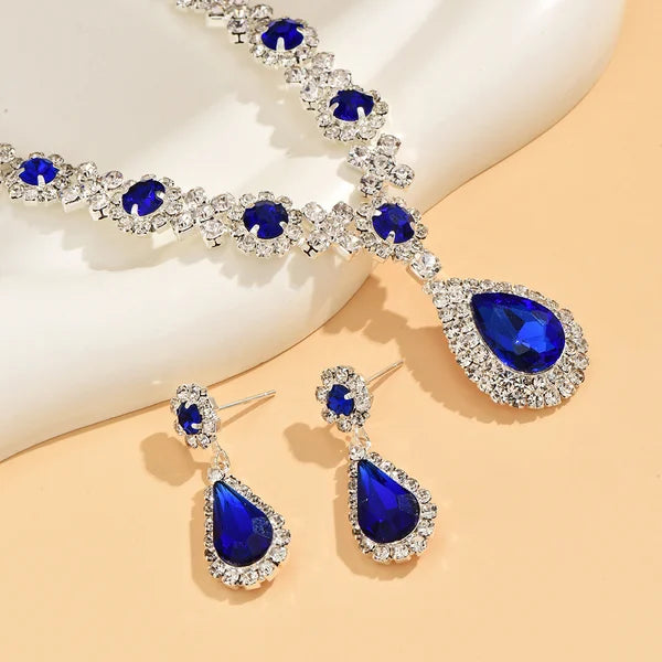 💥-Sapphire Crystal Blue Clavicle Neckpiece Set