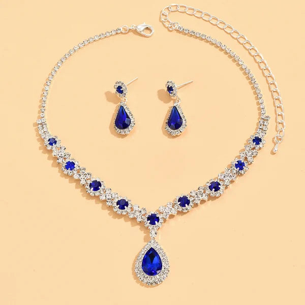 💥-Sapphire Crystal Blue Clavicle Neckpiece Set