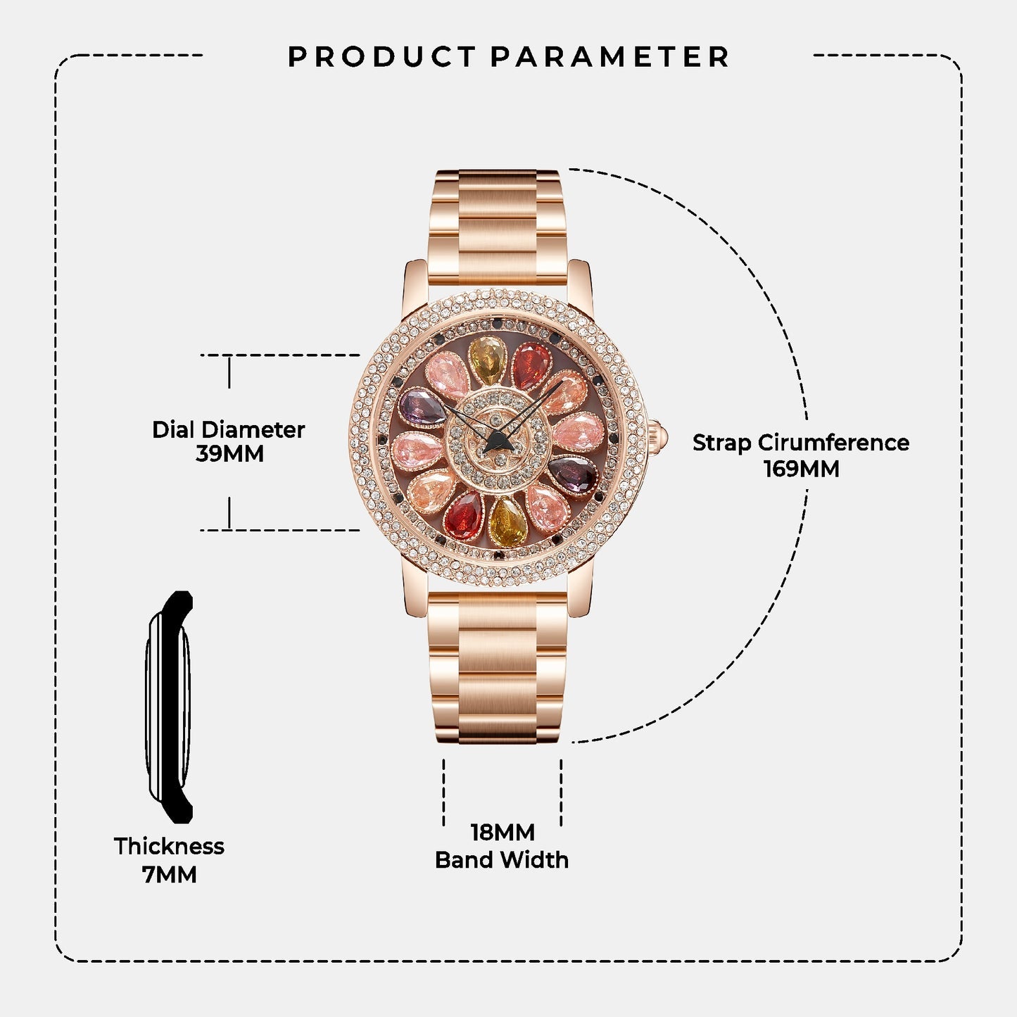 ORSGA Flora 360° Gold Dial Watch